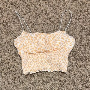 Floral Orange Smocked Crop Top